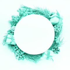 Merry Christmas and Happy new year. Trendy green and turquose color