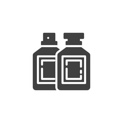 Medical bottles vector icon. filled flat sign for mobile concept and web design. Medicine spray bottles glyph icon. Symbol, logo illustration. Vector graphics