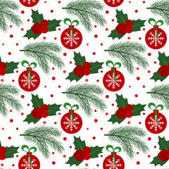 Christmas seamless pattern. Winter vector background for the holidays. New Year design for paper, wallpaper, textile, covers, interiors, prints, brochure, cover etc.