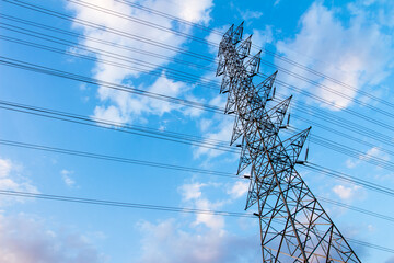 Power tower and blue sky background