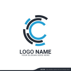 Creative abstract digital technology symbol logo design.