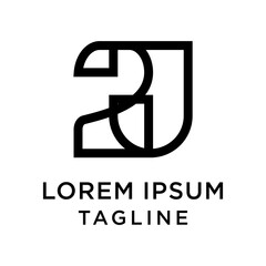 Initial Letter 2J, J2 Logo Template Design