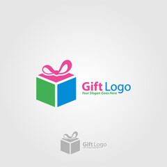 Gift Logo Vector,  Icon, Emblem, Gift Shop Logo Design Concept, Creative Symbol.