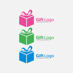 Gift Logo Vector,  Icon, Emblem, Gift Shop Logo Design Concept, Creative Symbol.