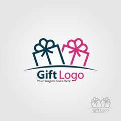 Obraz na płótnie Canvas Gift Logo Vector, Icon, Emblem, Gift Shop Logo Design Concept, Creative Symbol.