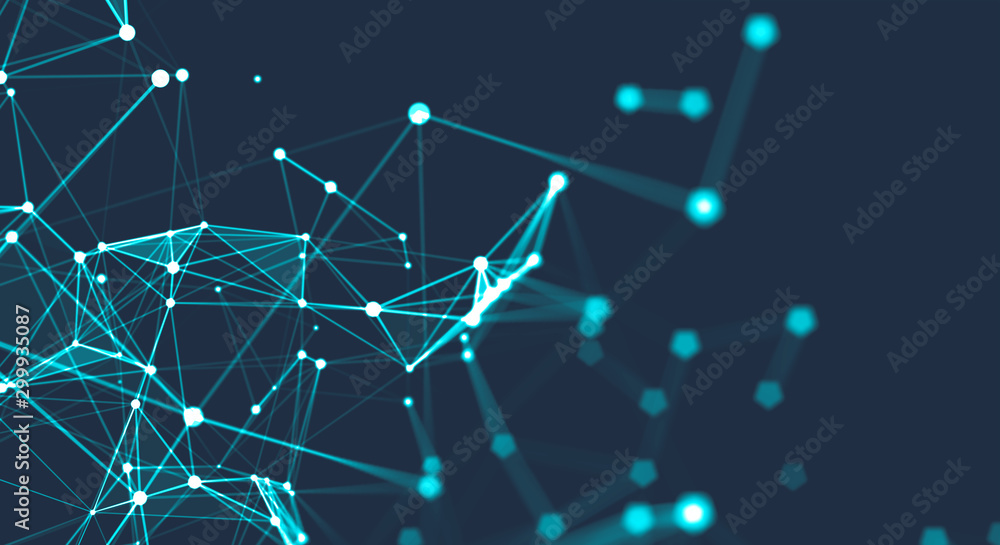 Poster abstract polygonal space low poly dark background with connecting dots and lines. connection structu