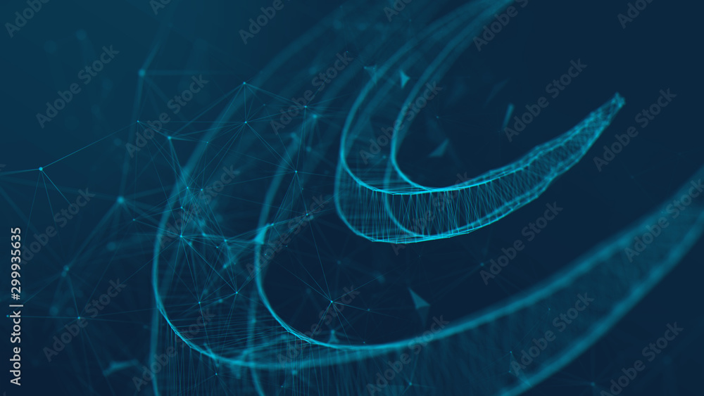 Poster abstract polygonal space low poly dark background with connecting dots and lines. connection structu