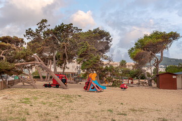 Fototapeta premium Kids park near the beach in Cala Llonga, Ibiza