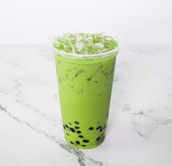 Latte matcha green tea latte with bubble