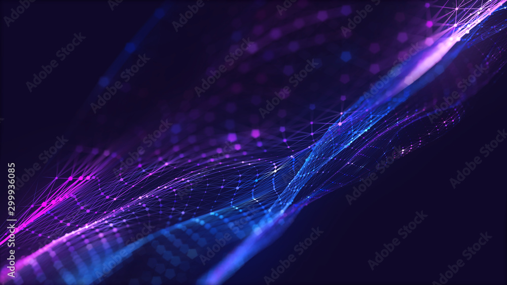 Poster abstract polygonal space low poly dark background with connecting dots and lines. connection structu