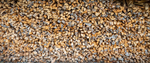 Stack of firewood pattern on floor for background