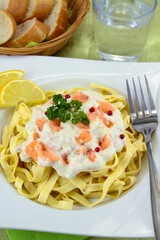 fresh tagliatelle with smoked salmon and cream