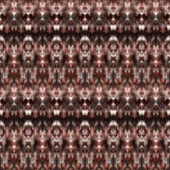 Seamless abstract pattern. Weaving ikat. Brown ornament. Stretching color.