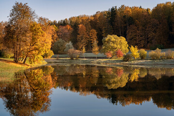The Pavlovsk Park on a frosty autumn morning, Pavlovsk, Saint Petersburg, Russia
