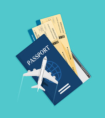 Modern and realistic airline ticket design. Vector stock illustration.