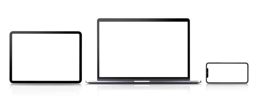 ノートパソコン、スマートフォン、タブレット端末の横位置合成用素材