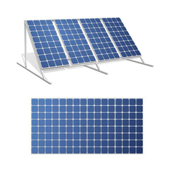 Solar panels realistic 3d vector illustrations set