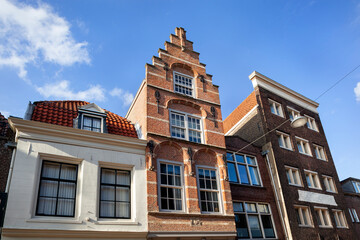 Old buildings with different gables in Dordrecht