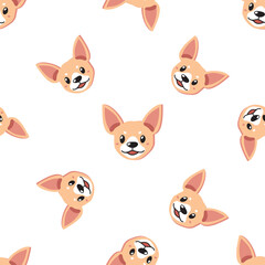 Vector cartoon character cute dog seamless pattern background for design.