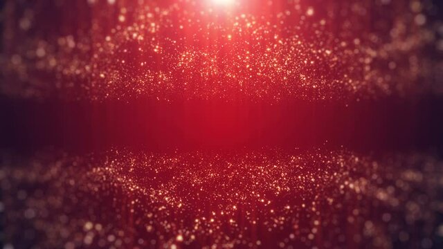 Red glittering bokeh glamour abstract background looped with space for your text.