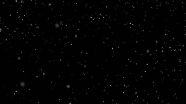 Snow falling with transparency background looped.