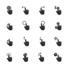 Vector set of hand gestures touch screen icons.