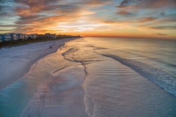 Aerial View of a Santa Rosa Beach Sunrise