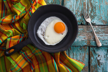 fried egg in a frying pan