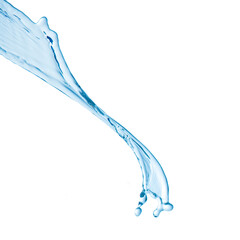 blue water splash isolated on white background