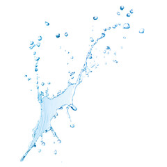 blue water splash isolated on white background