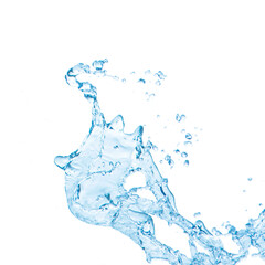 blue water splash isolated on white background