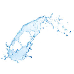 blue water splash isolated on white background
