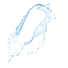 blue water splash isolated on white background