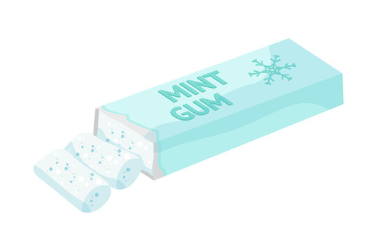 Mint Flavor Chewing Gum Flat Vector Illustration