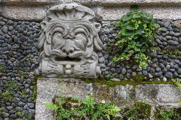 Statues of the garden at Bella island on lake Maggiore in Italy