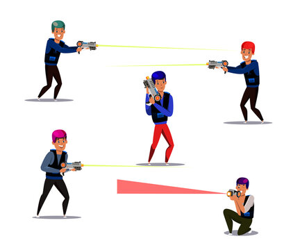 Laser tag gamers illustrations set