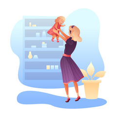Mother and baby flat vector illustration