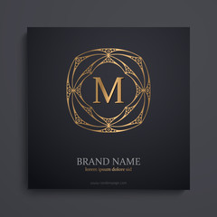 luxury art deco golden classic linear monochrome minimal hipster geometric vintage vector monogram, frame , border , label for your logo badge or crest