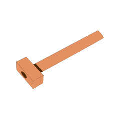 Wooden mallet. Flat vector icon Separate on a white background. There is a place for text. Copy space