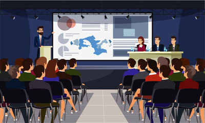 Business conference flat vector illustration