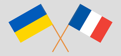 Crossed flags of the Ukraine and France