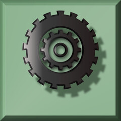 gears  3d  on green background