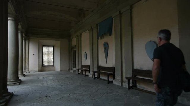 Bardi fortress, Italy, the arcade of the courtyard