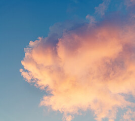 Beautiful pin and blue sunset cloud sky with pastel color filter, nature abstract background