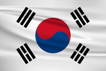Korea waving flag on flat ground