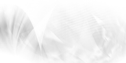 Gray halftone pattern with white line motion and network connection backdrop wallpaper. Clean Grey geometric background.