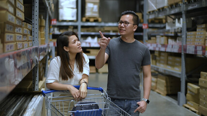 Shopping concepts. Customers are looking for products in the warehouse. 4k Resolution.
