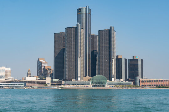 Corporate headquarters building of General Motors in Detroit, Michigan