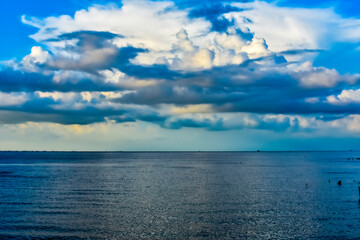 clouds over the lake at dawn