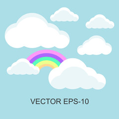 flat icons for cloud,blue sky,rainbow,vector illustrations